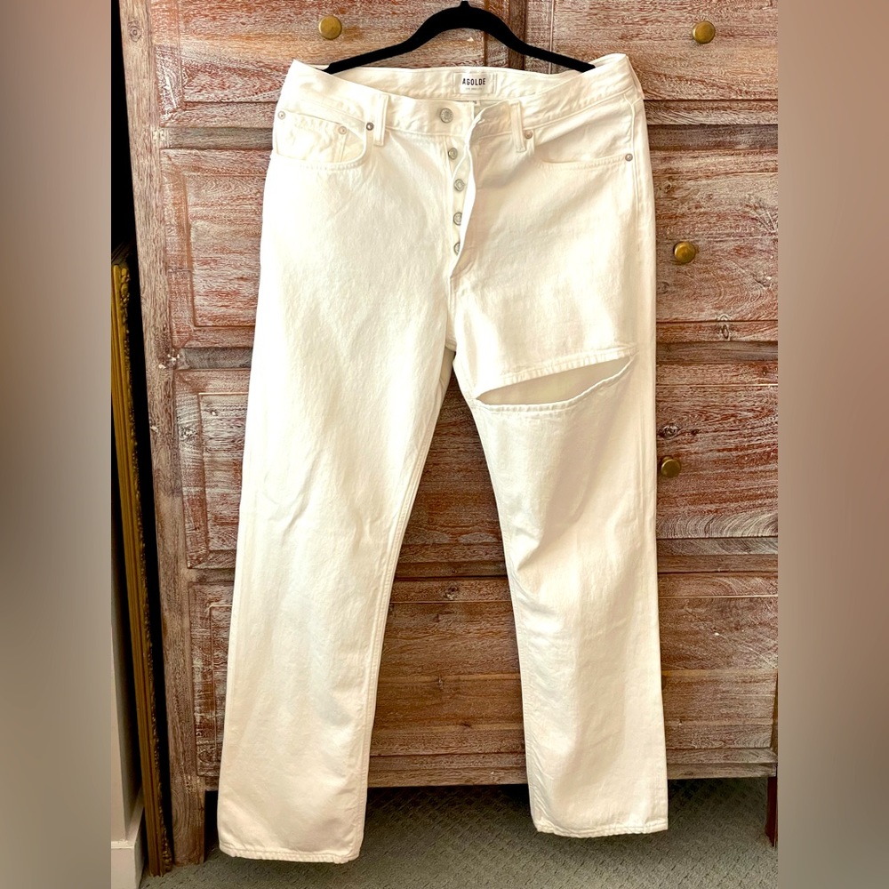 Agolde size 29 white jeans with thigh slit